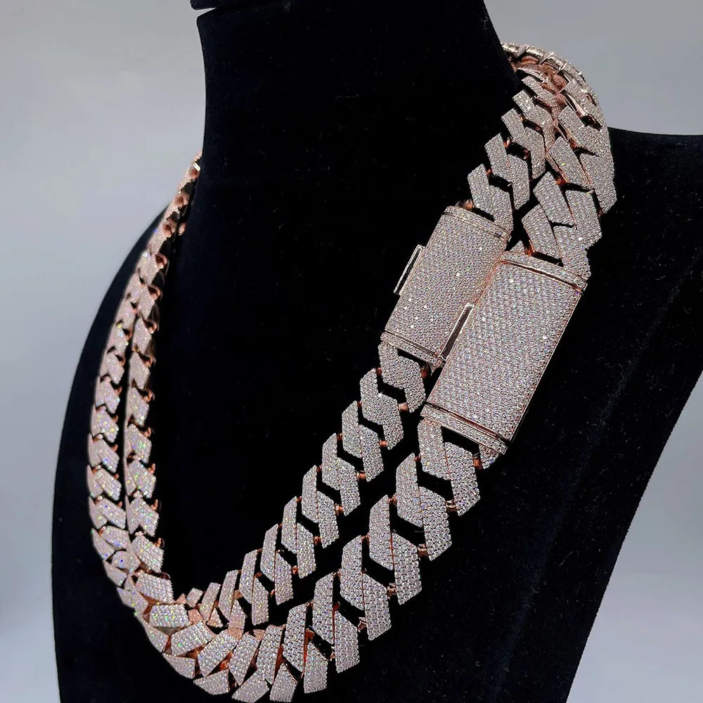 15mm/18mm Moissanite Cuban Link Chain Necklaces S925 Silver