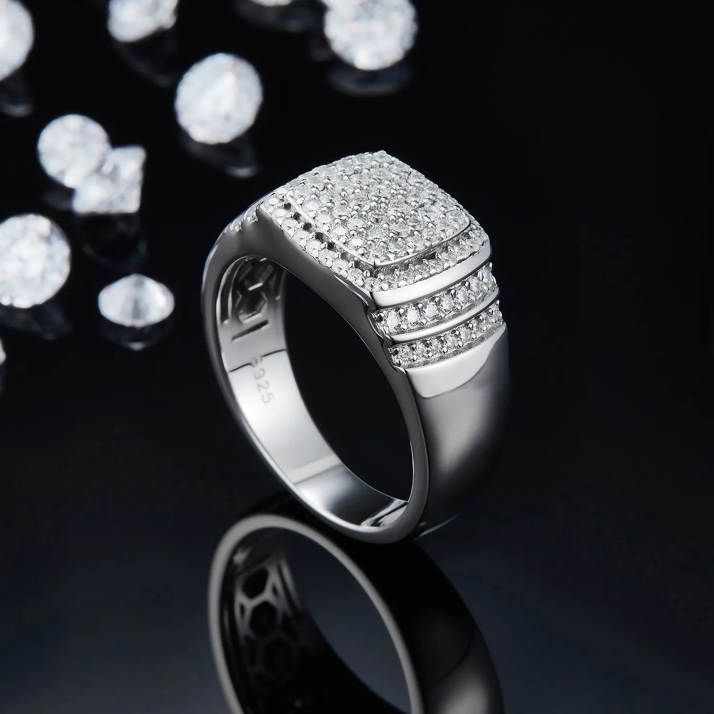 Moissanite Men's Ice Out Ring 925 Sterling Silver