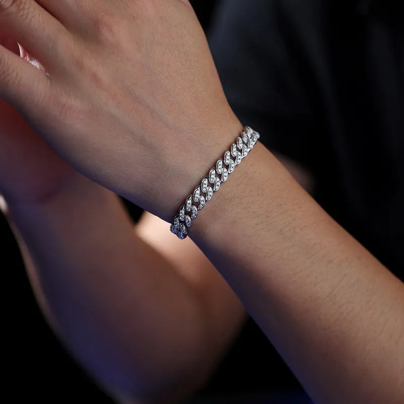 Moissanite Cuban Bracelet 925 Silver