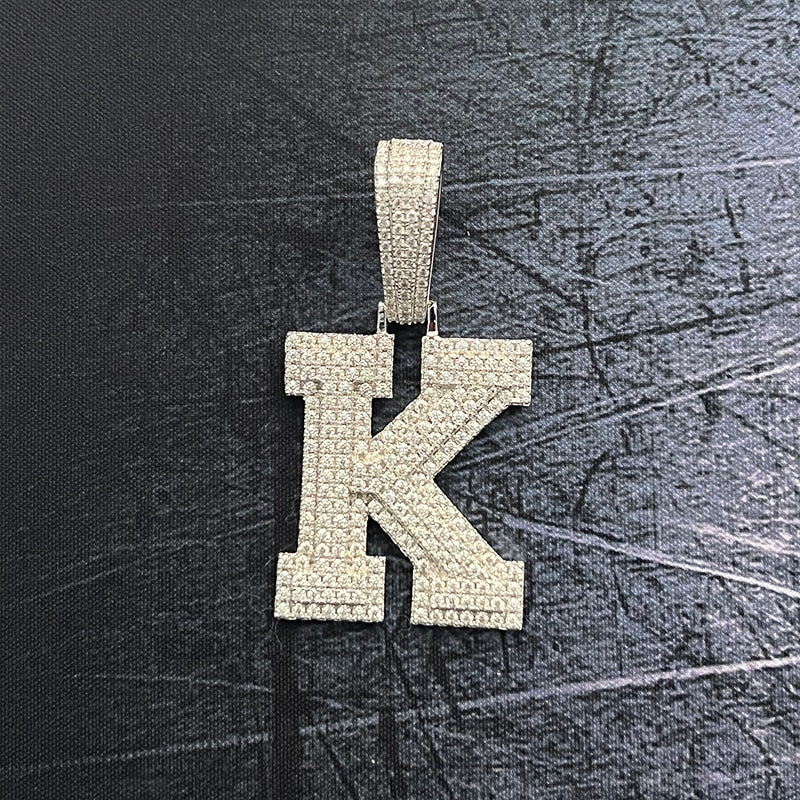 Moissanite Letter Pendant 925 Sterling Silver