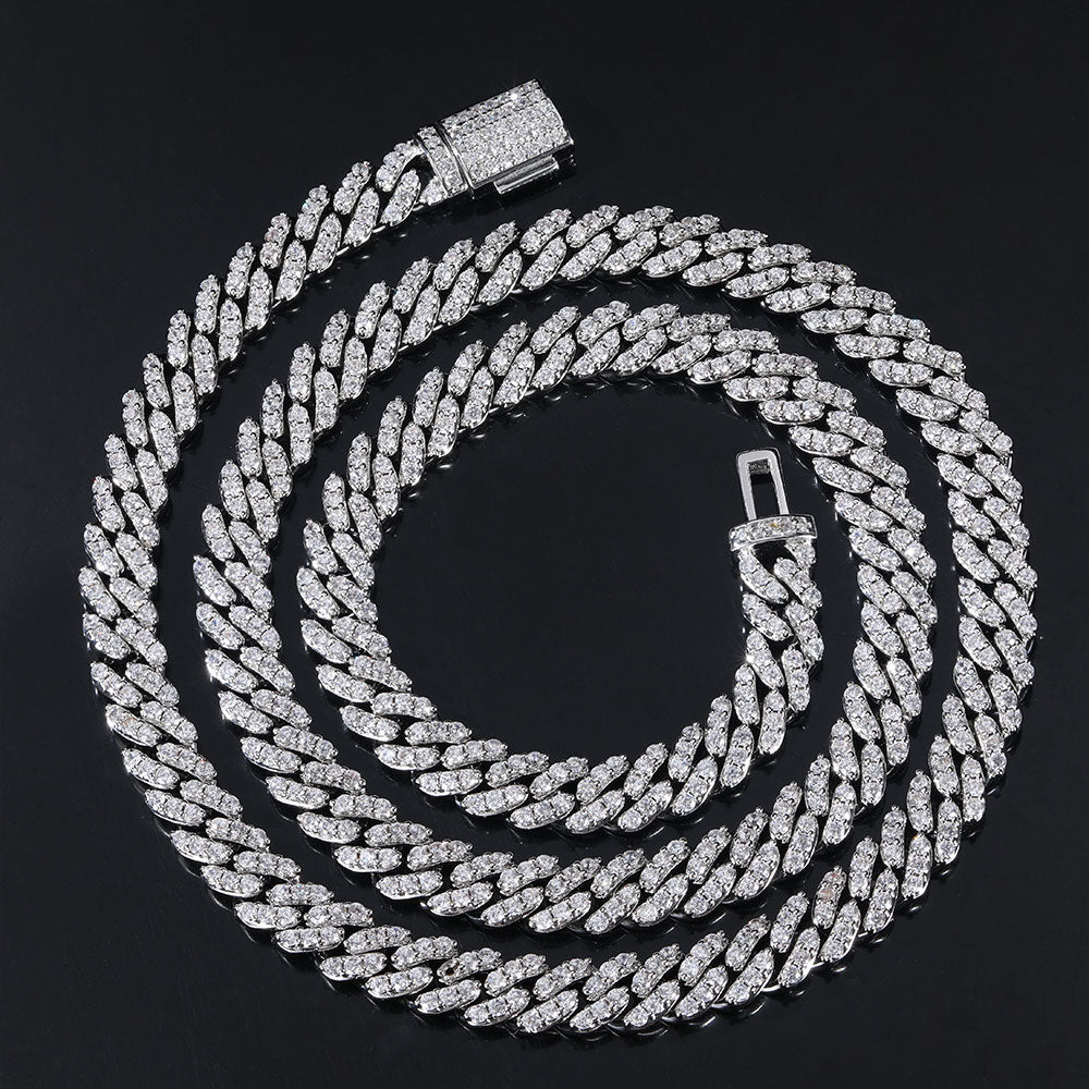 8mm Men CZ Diamond Miami Prong Cuban Link Chain