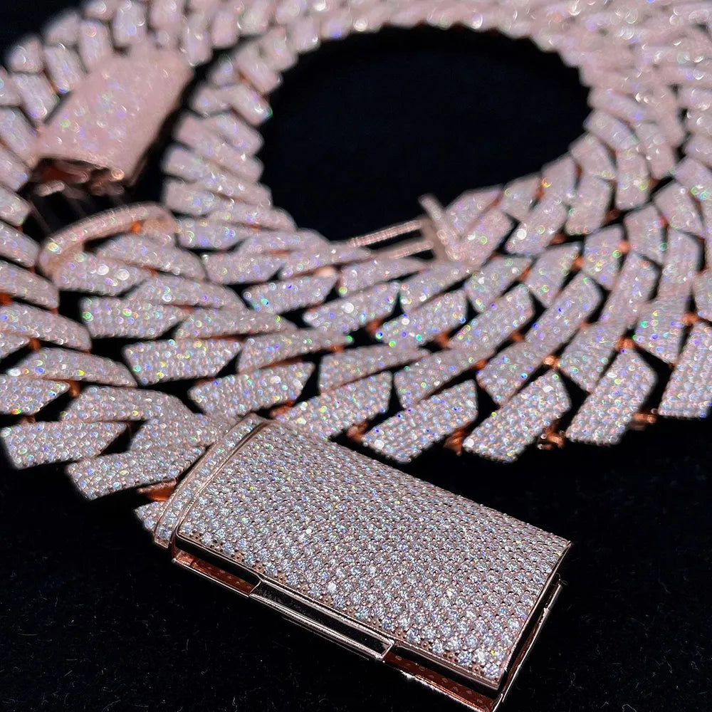 15mm/18mm Moissanite Cuban Link Chain Necklaces S925 Silver