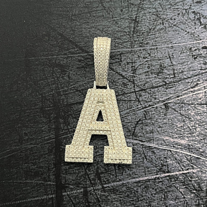 Moissanite Letter Pendant 925 Sterling Silver