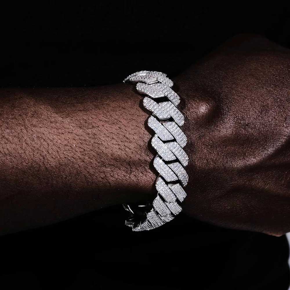 20mm Thick Cuban Link Chain/ Bracelet Crystal Miami Gold Silver Two Color
