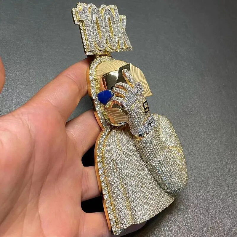 100k Money Man Moissanite Pendant