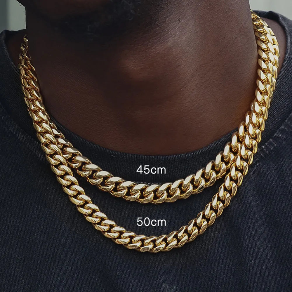 6mm/8mm/10mm/12mm Polished Gold Color Stainless Steel Cuban Link Chain