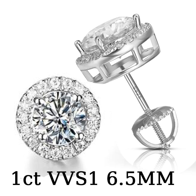 925 Sterling Silver Moissanite Earrings 18K White Gold Plated