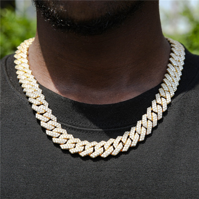 14MM CZ Heavy Cuban Prong Chain Necklaces Iced Out Zircon