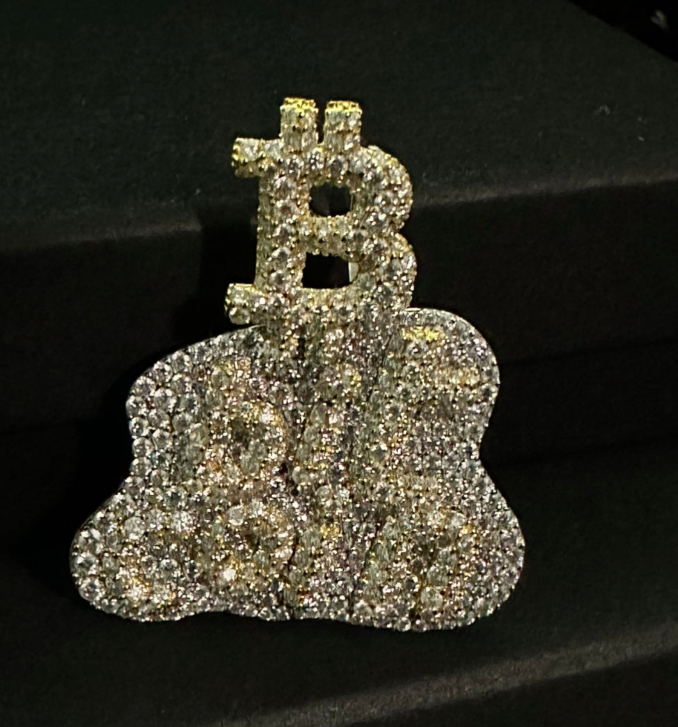 Moissanite Bitcoin Pendant