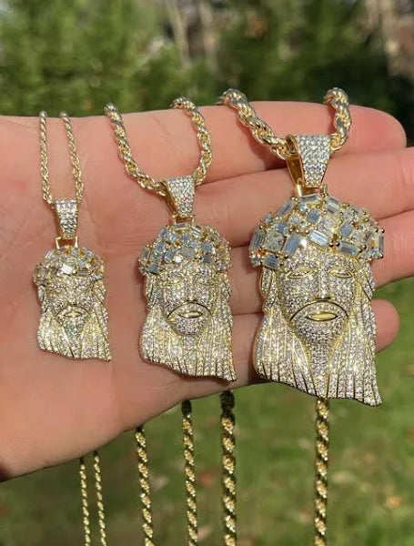 Moissanite Jesus Pendant 925 Silver 3 Sizes