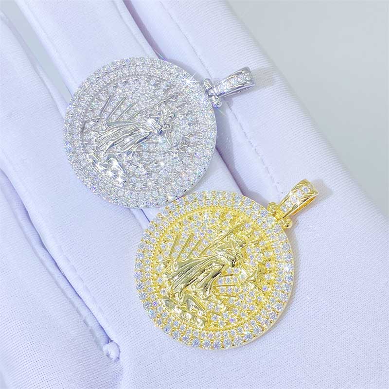 28mm Iced Moissanite Jesus Pendant 925 Sterling Silver GRA VVS Moissanite Diamond Necklace Passes Tester and Gold Plated