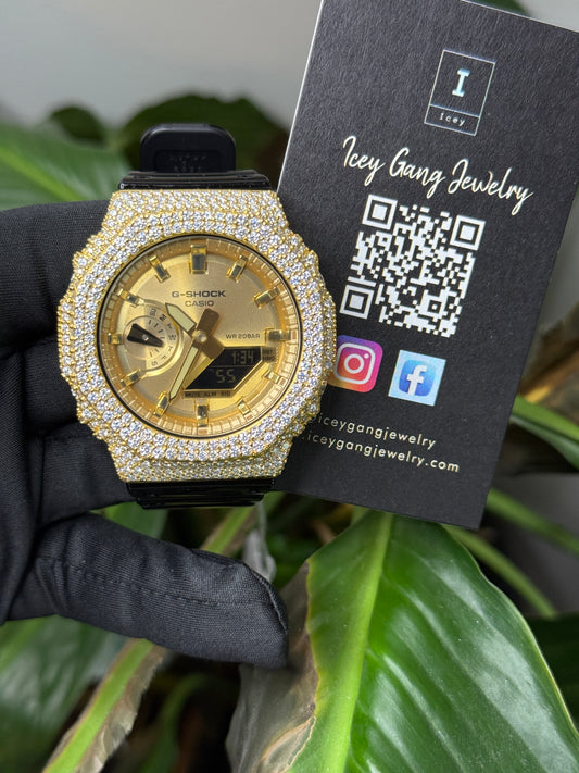 Gold Moissanite G-Shock Watch