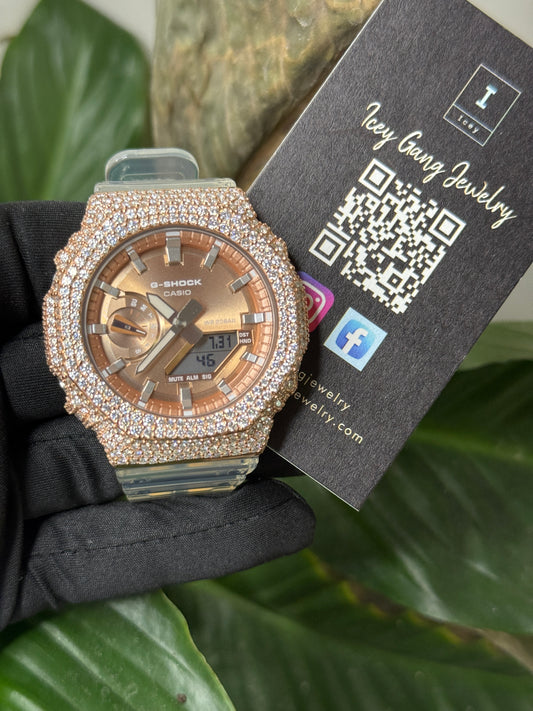 Rose Gold Moissanite G Shock Watch