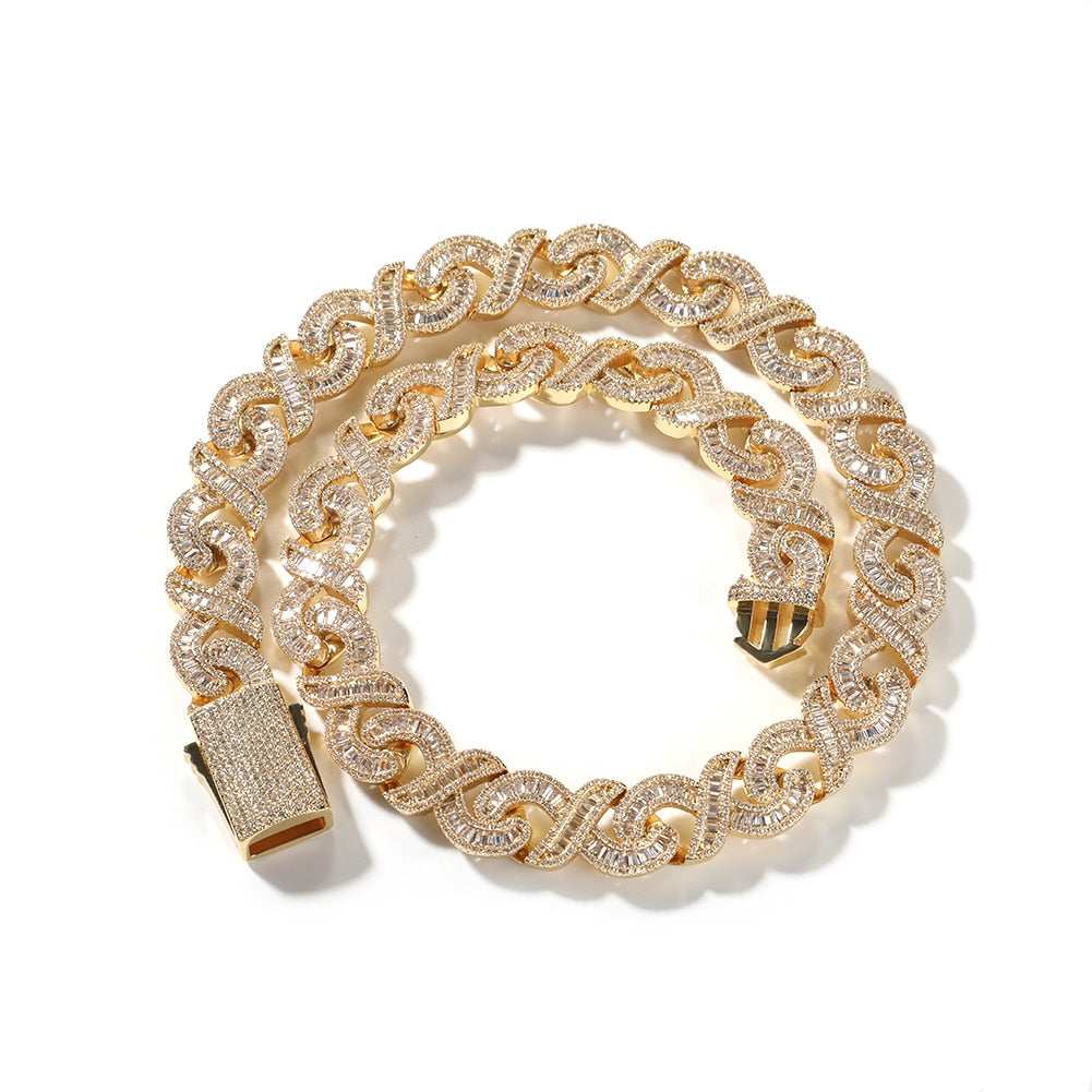 Iced Out Infinity Cuban Link Baguette Chain/ Bracelet