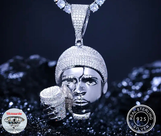 VVS Moissanite Head with cup Pendant 925 Silver