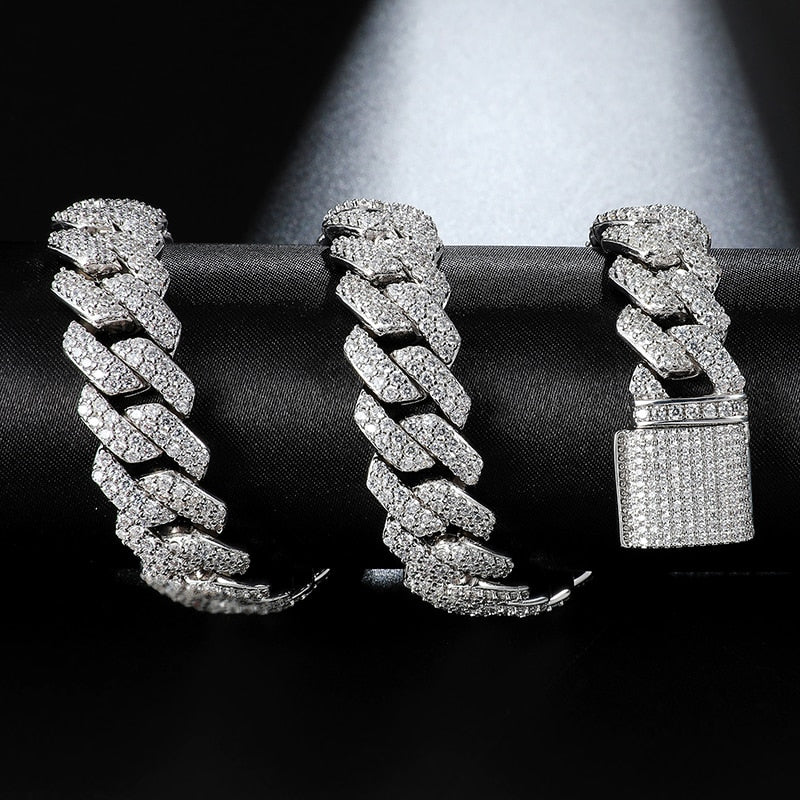 14MM CZ Heavy Cuban Prong Chain Necklaces Iced Out Zircon
