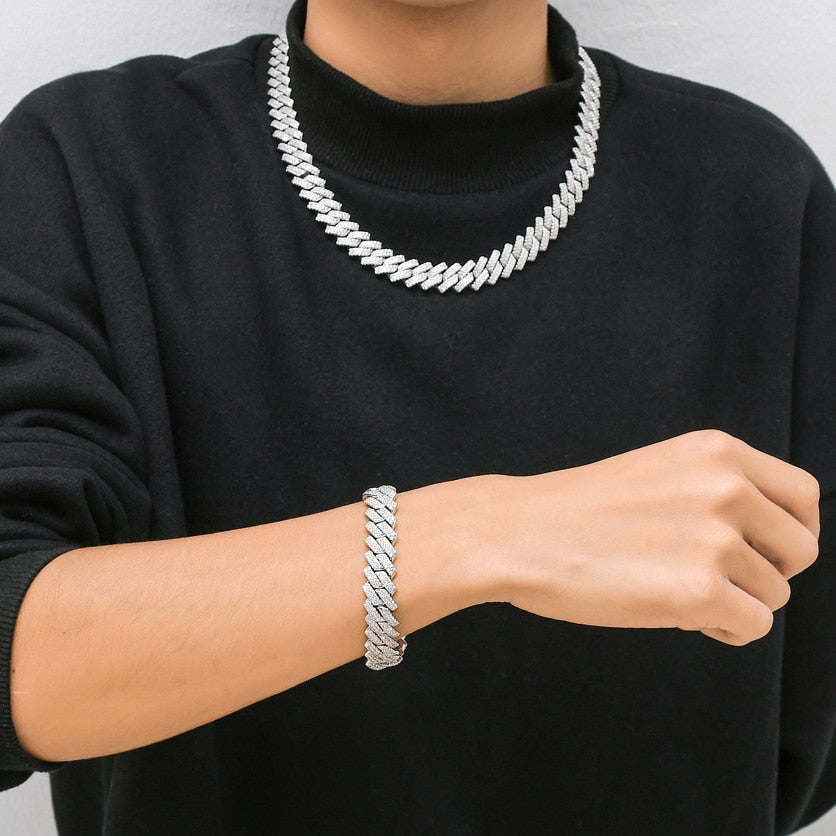 13MM Miami Cuban Link Necklace/ Bracelet Luxury Micro Paved CZ Stone
