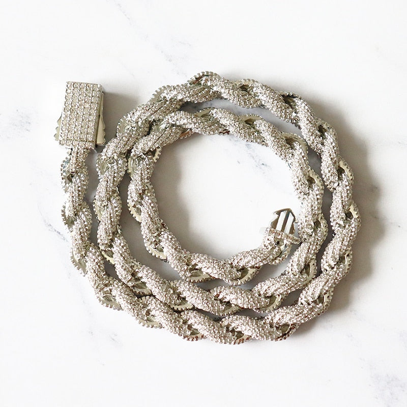8mm Rope Chain Cubic Zircon Stones