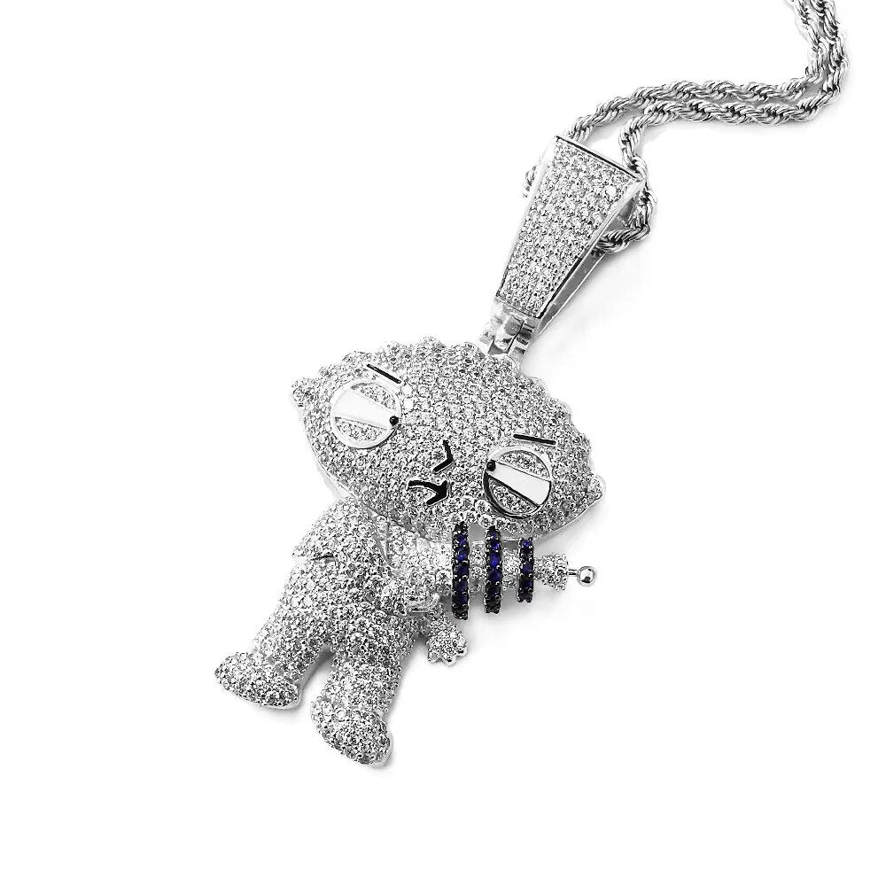 Punk Cartoon Figure Pendant Tennis With Chain New Arrival AAA Zircon Mens Necklace Fashion Hip Hop Jewelry Gifts