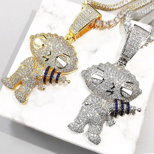 Punk Cartoon Figure Pendant Tennis With Chain New Arrival AAA Zircon Mens Necklace Fashion Hip Hop Jewelry Gifts