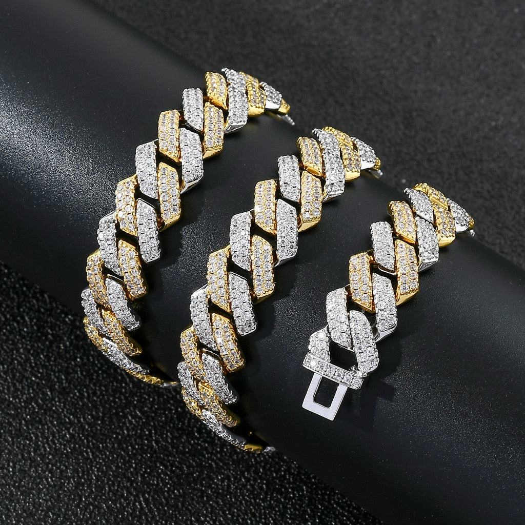 14MM Iced Out Chain/ Bracelet 2 Colors Luxury Micro Paved CZ