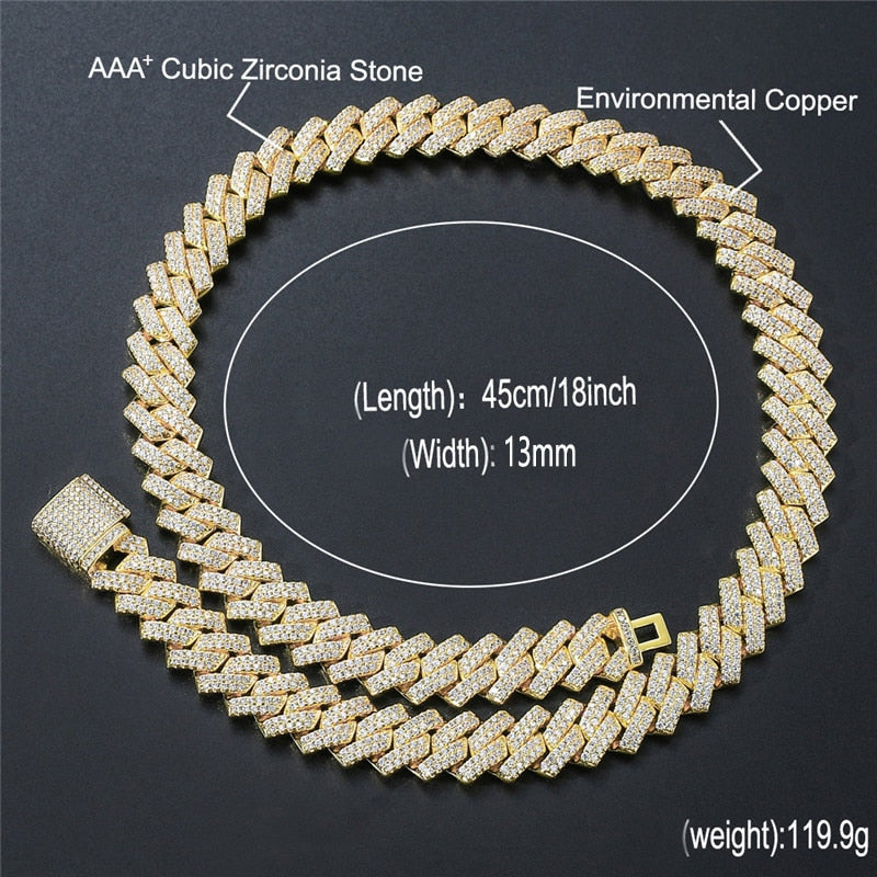 13MM Miami Cuban Link Necklace/ Bracelet Luxury Micro Paved CZ Stone