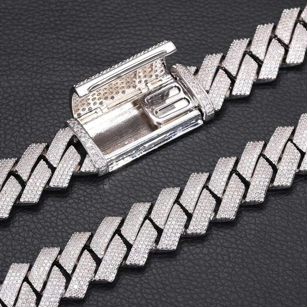 Big 20mm 4 Rows Iced Out Necklaces Cuban Link Chain  Zircon