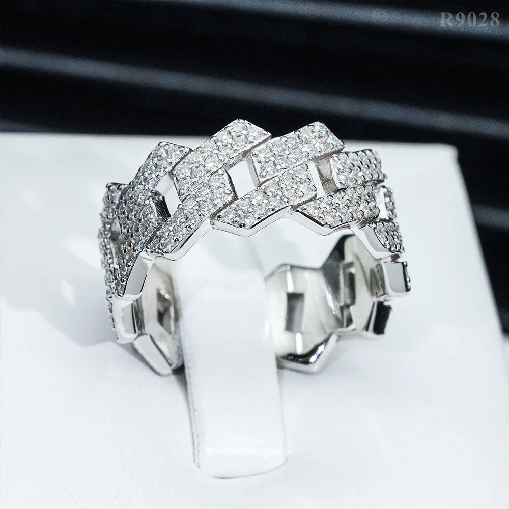 925 Sterling Silver Full Moissanite Ring