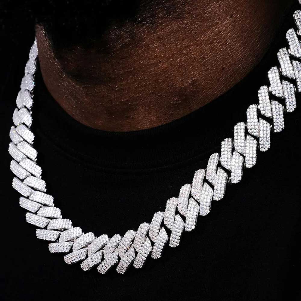 20mm Thick Cuban Link Chain/ Bracelet Crystal Miami Gold Silver Two Color