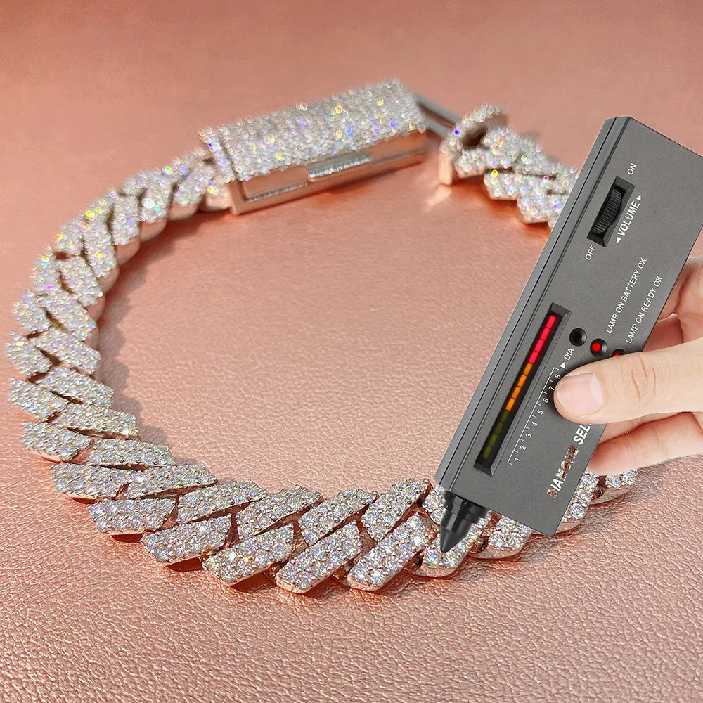 10mm Square Moissanite Cuban Link Chain Bracelets S925 Silver