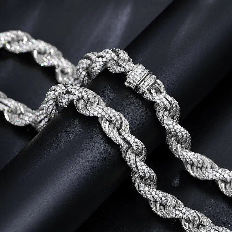 Moissanite Rope Chain Necklace S925 Silver