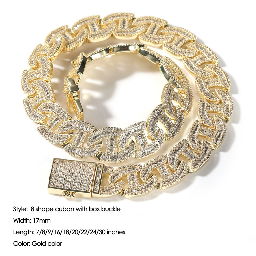 Iced Out Infinity Cuban Link Baguette Chain/ Bracelet
