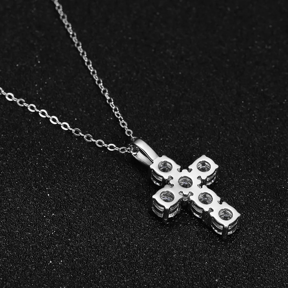 3ct D VVS1 Moissanite Cross Pendant Necklaces