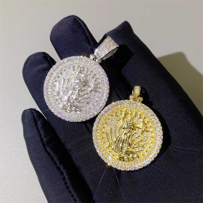 28mm Iced Moissanite Jesus Pendant  925 Sterling Silver GRA VVS Moissanite Diamond Necklace Passes Tester and Gold Plated