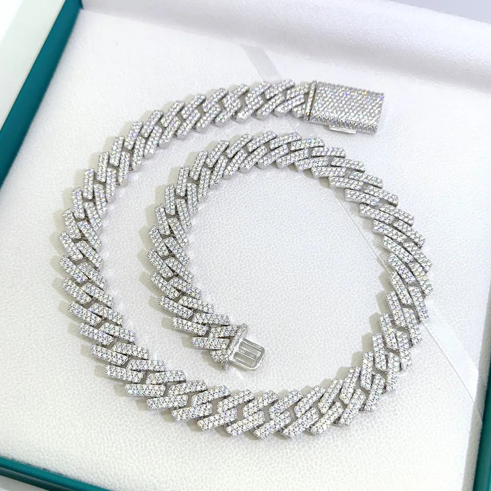 15mm VVS Moissanite Chain Necklace S925 Silver