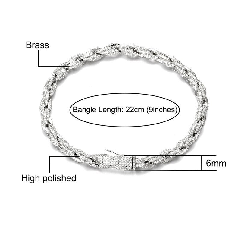 6MM Twist Rope Chain Zircon