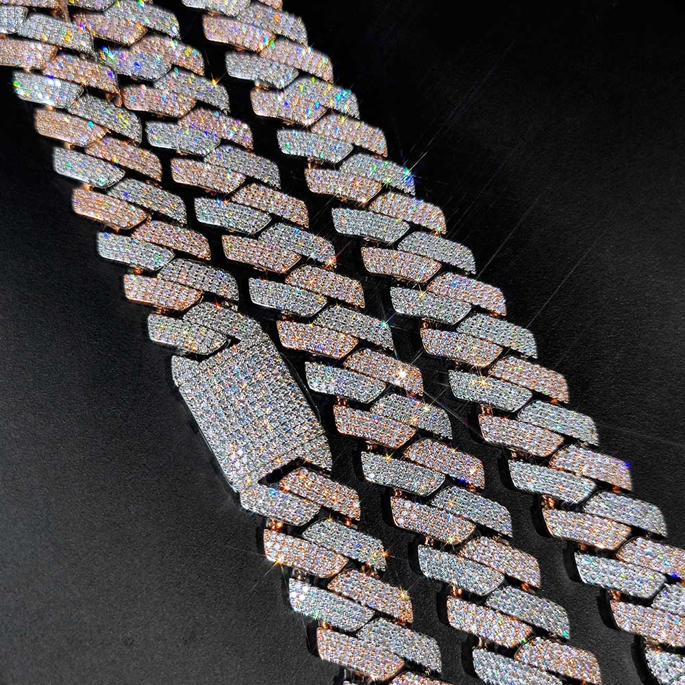 20mm Thick Cuban Link Chain/ Bracelet Crystal Miami Gold Silver Two Color